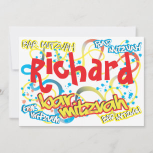 Graffiti Bar Mitzvah Thank you Card