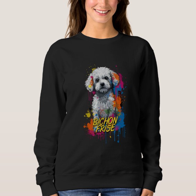 Graffiti Bichon Frise Mural Street Bichon Frise Sweatshirt (Front)