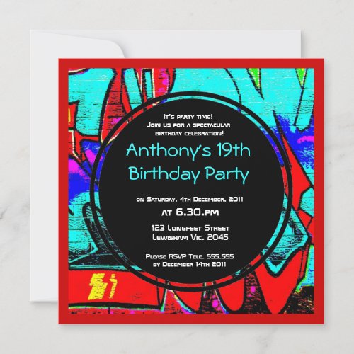 Graffiti Birthday Invitation