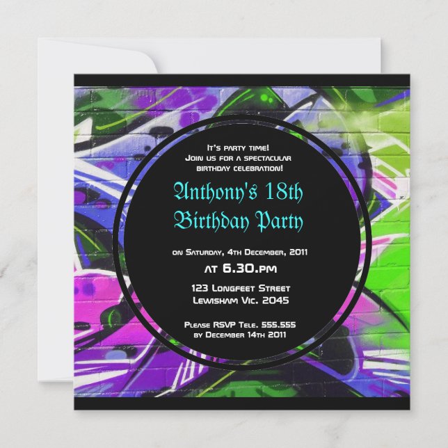 Graffiti Birthday Invitation (Front)