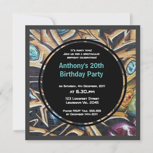 Graffiti Birthday Invitation