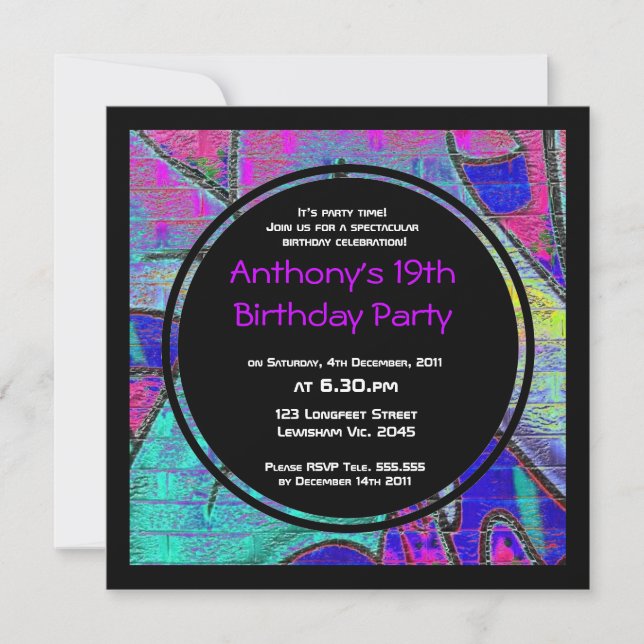 Graffiti Birthday Invitation (Front)