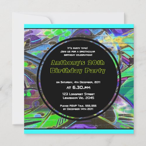 Graffiti Birthday Invitation