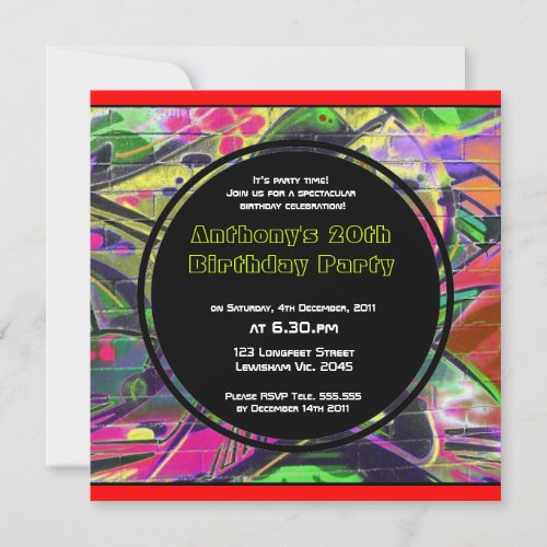 Graffiti Birthday Invitation
