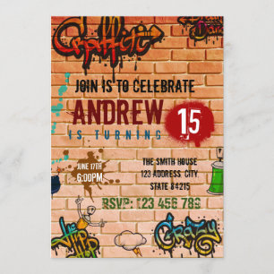 Graffiti birthday party invitation