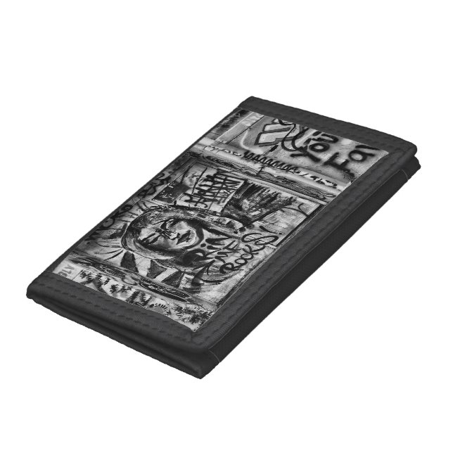 Graffiti Black And White Modern Urban Street Art Trifold Wallet (Bottom)