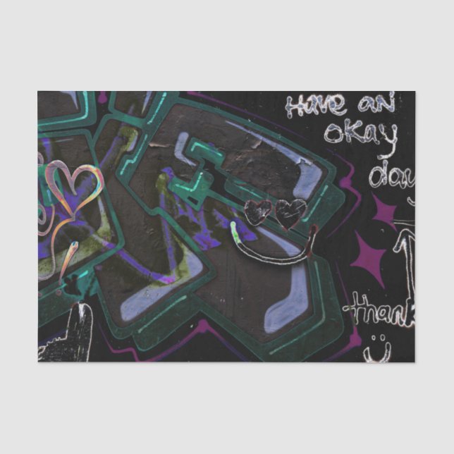 Graffiti Black Green Modern Urban Street Wall Art Tissue Paper (Front)