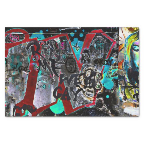 Graffiti Black Red Urban Street Wall Art Tissue Paper