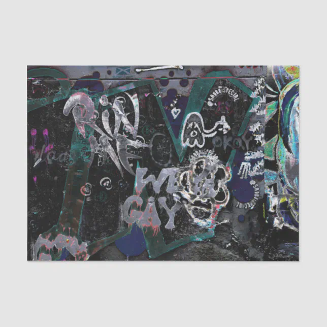 Graffiti Black White Urban Street Grunge Wall Art Tissue Paper | Zazzle