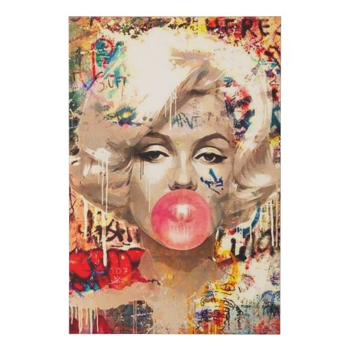 Graffiti Blonde Blowing A Bubble  Faux Canvas Print