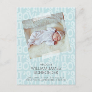 Graffiti Blue Baby Birth Announcement Postcard