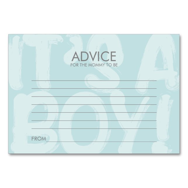 Graffiti Blue Baby Shower Advice Card For Mom (Front)