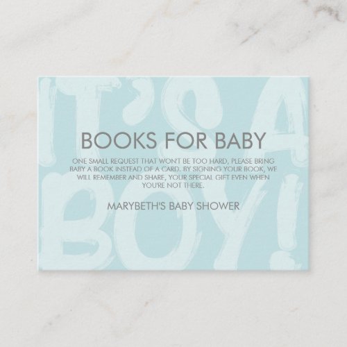 Graffiti Blue Baby Shower Bring A Book Request Enclosure Card