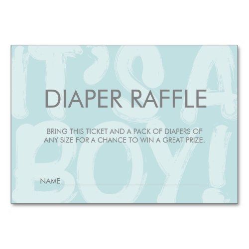 Graffiti Blue Baby Shower Diaper Raffle Ticket Table Number