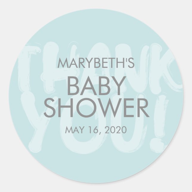 Graffiti Blue Baby Shower Favor Sticker (Front)