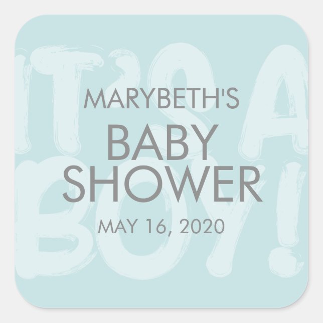 Graffiti Blue Baby Shower Favor Sticker (Front)
