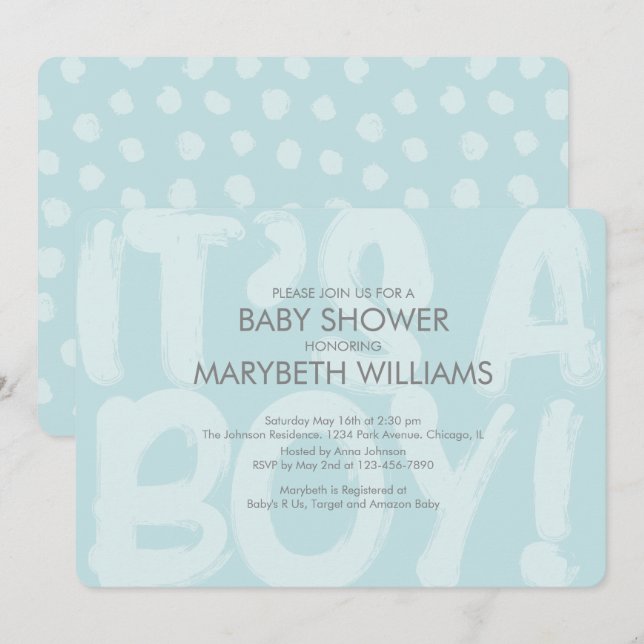 Graffiti Blue Baby Shower Invitation (Front/Back)