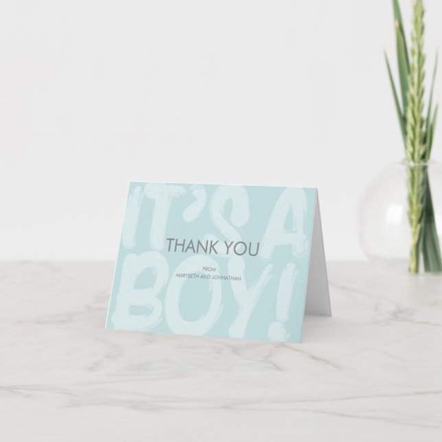 Graffiti Blue Baby Shower Thank You Card (Front)