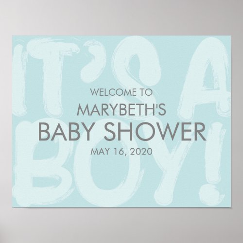 Graffiti Blue Baby Shower Welcome Sign