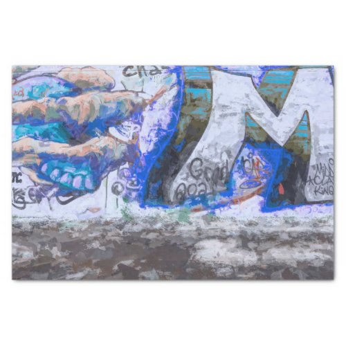 Graffiti Blue Urban Grunge Street Wall Painting Tissue Paper