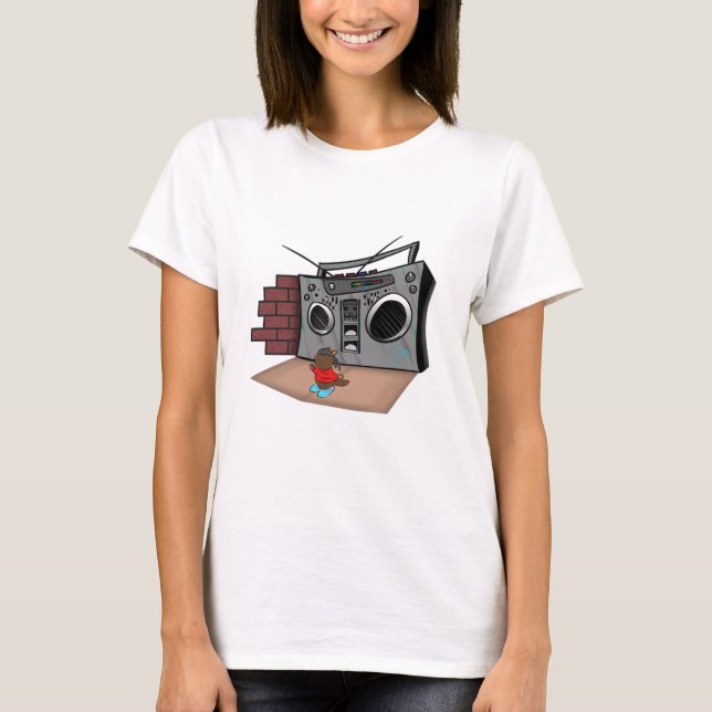 Graffiti Boom Box Break Dance Cartoon  T-Shirt (Front)