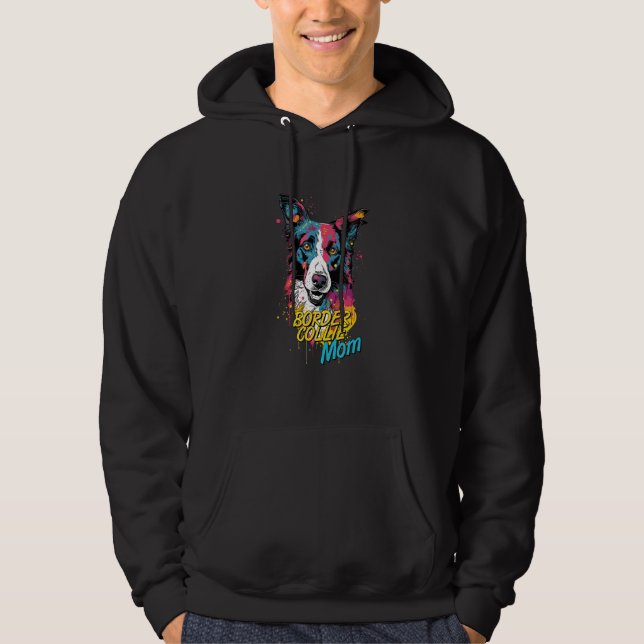 Graffiti Border Collie Mom Mural Street Art Border Hoodie (Front)