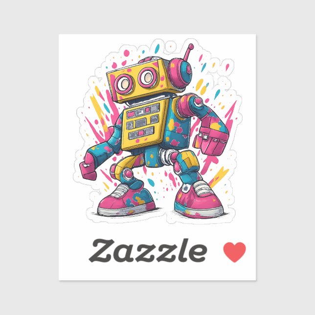 Graffiti Bot – Urban Cartoon Robot Sticker (Sheet)