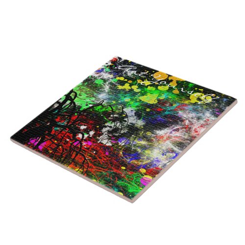 Graffiti Brick Wall Ceramic Tile