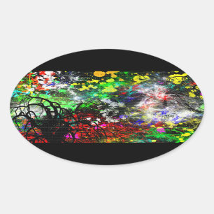 Graffiti Brick Wall Oval Sticker