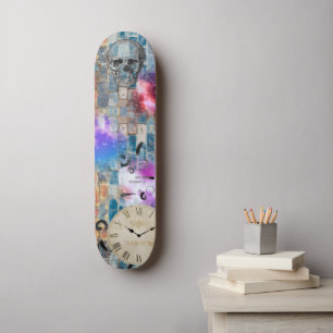 Graffiti, Brick Wall, Skull, Clock, Graphics  Skateboard