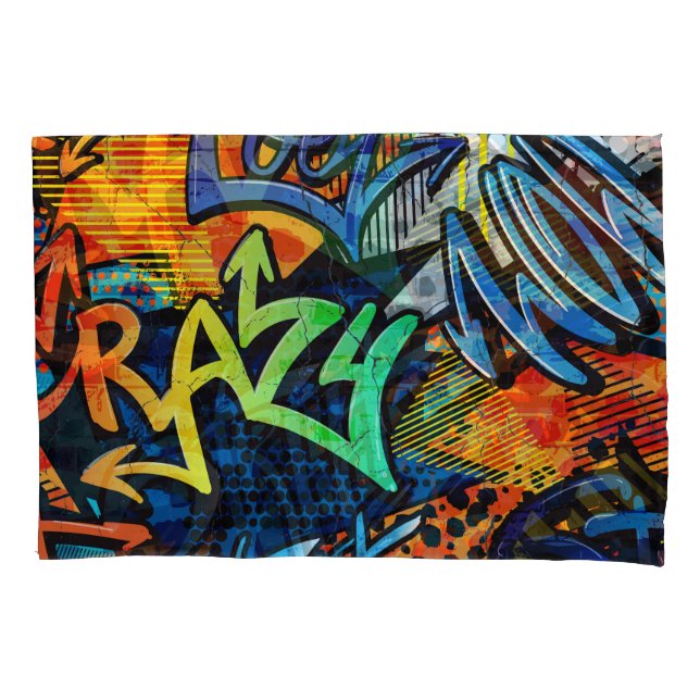 Graffiti Bricks: Urban Abstract Pillow Case (Front)