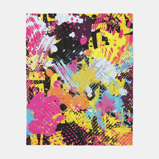 Graffiti bright psychedelic seamless pattern illus fleece blanket (Front)