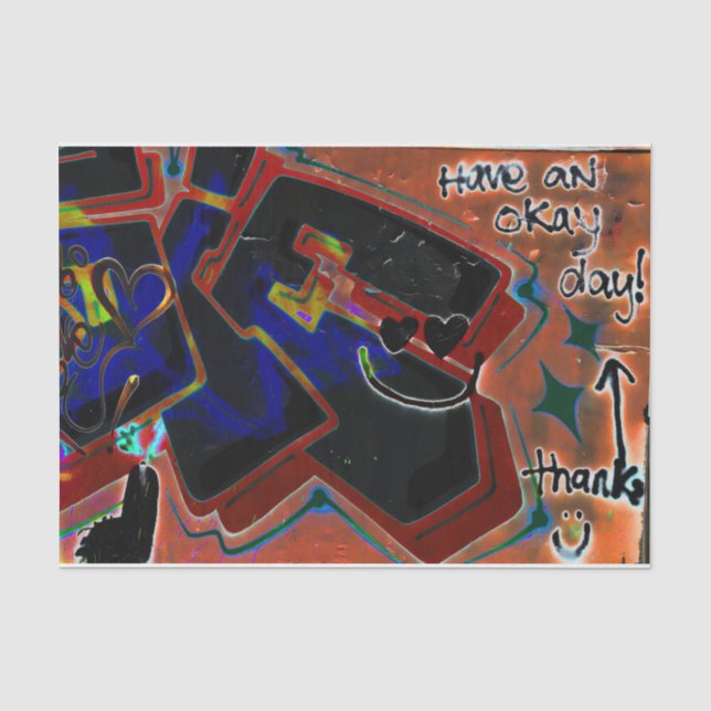 Graffiti Brown Black Painted Urban Street Wall Art Tissue Paper (Front)