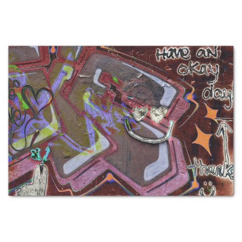 Graffiti Brown Pink Urban Grunge Street Wall Art Tissue Paper