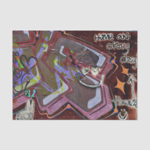 Graffiti Brown Pink Urban Grunge Street Wall Art Tissue Paper