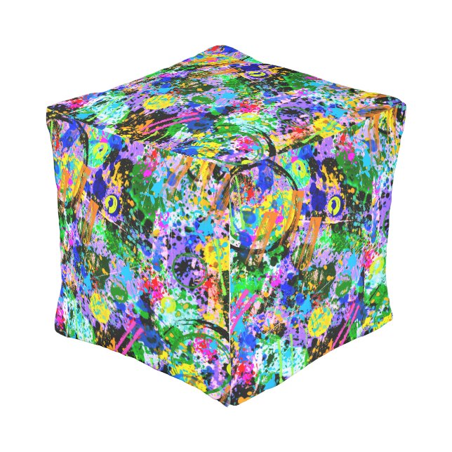 Graffiti Carnival Outdoor Pouf (Angled Front)
