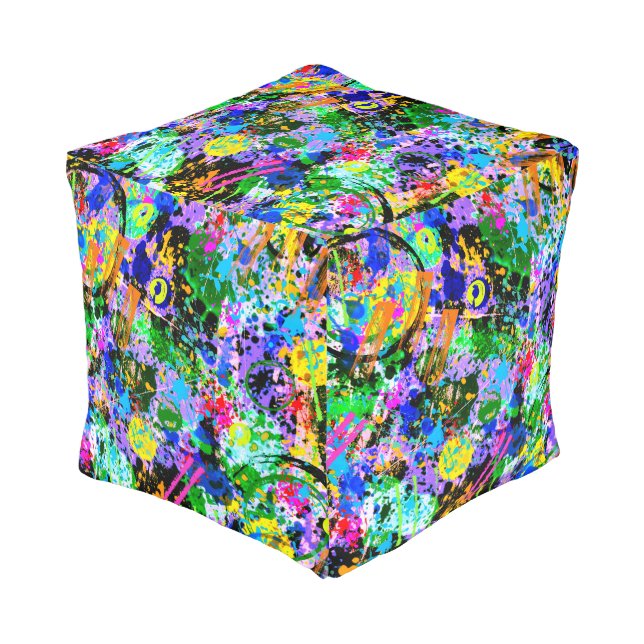 Graffiti Carnival Pouf (Angled Front)