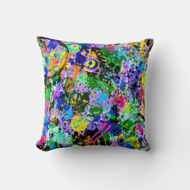 Graffiti Carnival Throw Pillow (Front)