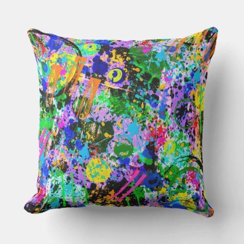 Graffiti Carnival Throw Pillow