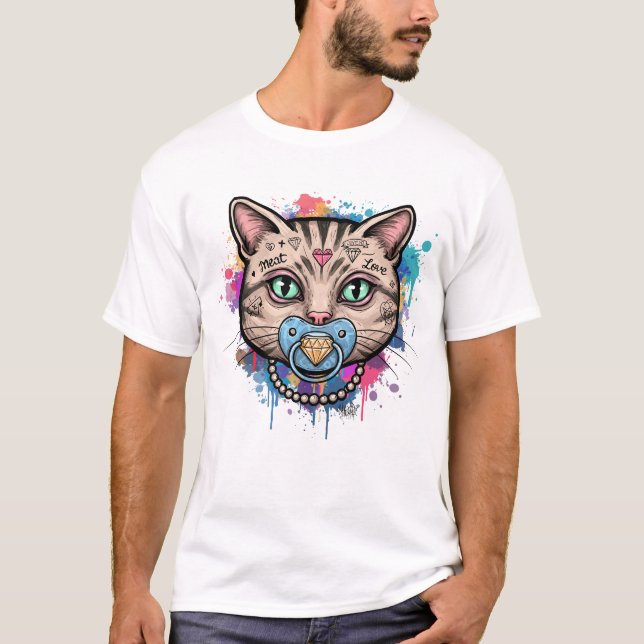 Graffiti Cat Face T-Shirt (Front)