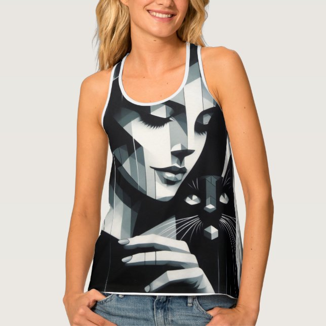 Graffiti Cat Lady Tank Top (Front)