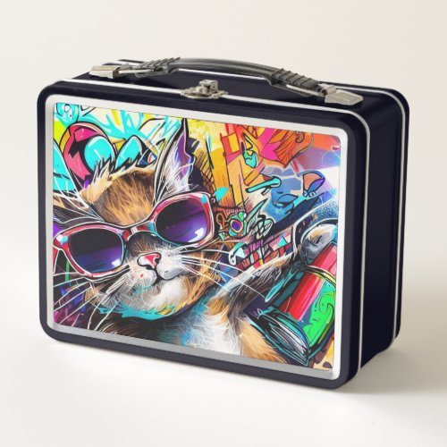 Graffiti Cat Spray painted cat lunch box