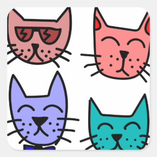 Graffiti Cats Square Sticker