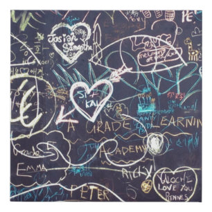 Graffiti chalkboard blackboard love faux canvas print