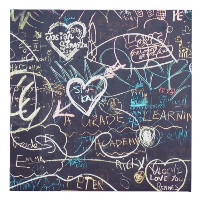 Graffiti chalkboard blackboard love faux canvas print (Front)