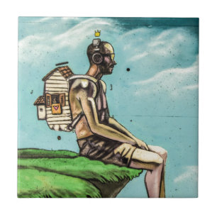 Graffiti cliff edge ceramic tile