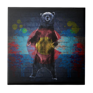 Graffiti Colorado flag grunge ceramic wall tile