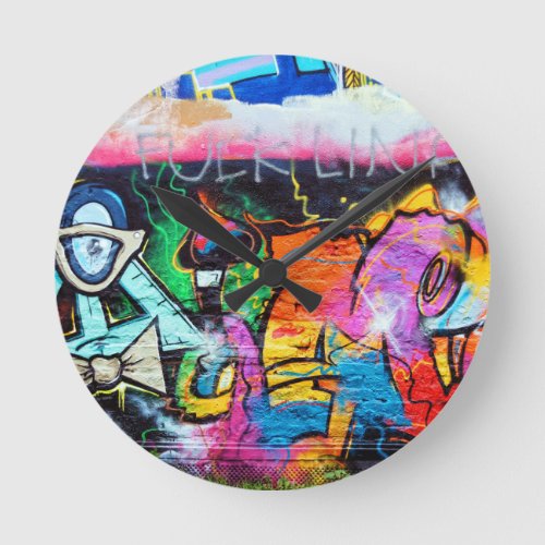 graffiti Colors Art Painting Round Clock