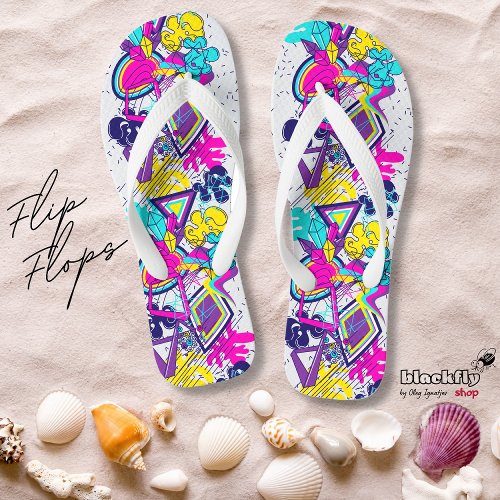 Graffiti colourful pattern  active sport beach flip flops