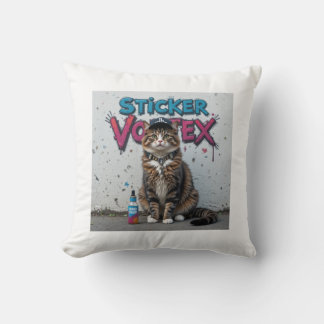 Graffiti Cool Cat Urban Street Style Cat Art Throw Pillow